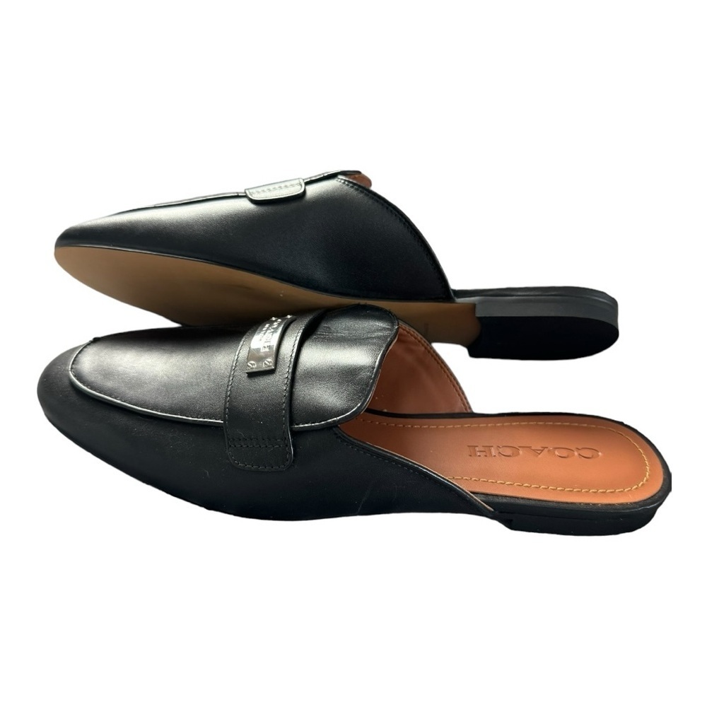 COACH Shea Black Leather Mules Slides Size 9.5 - Picture 9 of 11